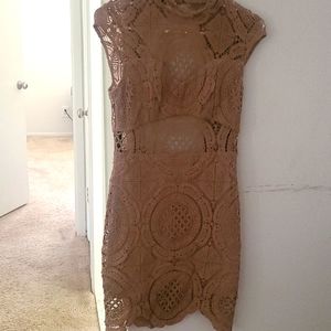 Tan/ Brown, lace like Bebe Dress size 6